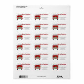 Étiquette Joyeuse voiture de Noël et couronne de Noël (Feuille entière)