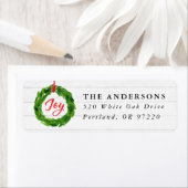 Étiquette Joyeuse Wreath Peinte à la main Adresse de retour (En situation)