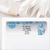 Étiquette Joyeuses Fêtes bleu et argent (En situation)