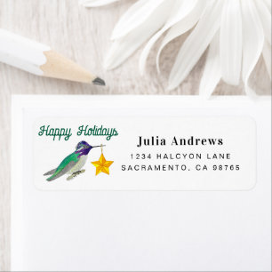 Étiquette Joyeuses Fêtes Colibri