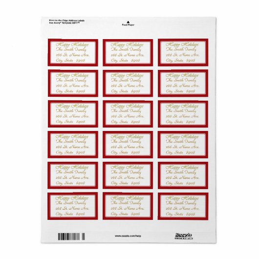 Étiquette Joyeuses fêtes Conception de texte (Feuille entière)