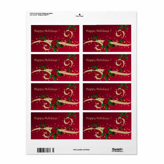 Étiquette Joyeuses fêtes ! -Étiquette (Feuille entière)