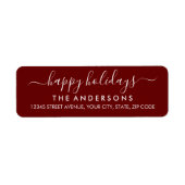 Étiquette Joyeuses fêtes Joyeux Noël Rouge Simple Script (Devant)