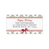 Étiquette Joyeuses fêtes Mistletoe Red Bow Custom Christmas (Devant)