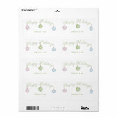 Étiquette Joyeuses fêtes ornements de fête Nom du papier Bal (Feuille entière)