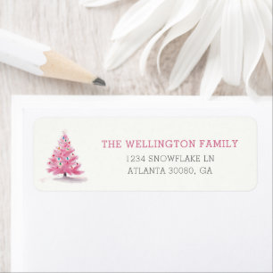 Étiquette Joyeuses fêtes Pink Christmas Tree Adresse personn