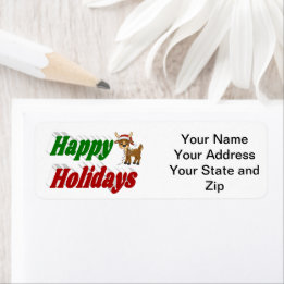 Étiquette Joyeuses fêtes Reindeer typographie de Noël