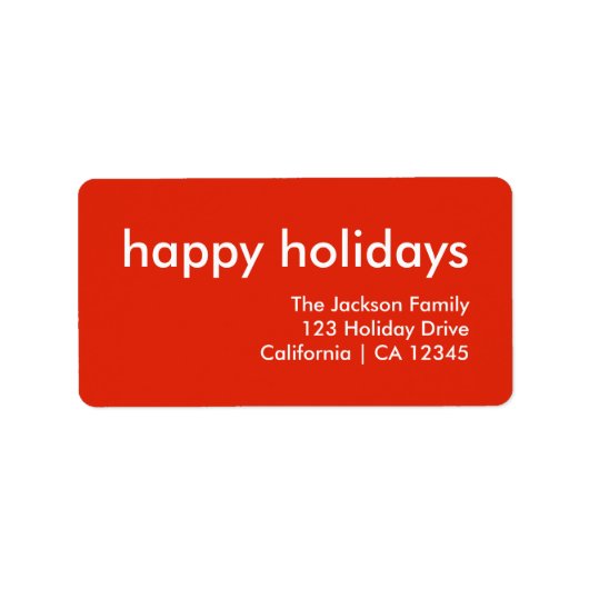 Étiquette Joyeuses fêtes | Simple Rouge lumineux minimal (Devant)