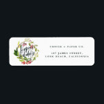 Étiquette Joyeuses vacances aquarelle feuillage Noël<br><div class="desc">Joyeuses vacances aquarelle feuillage étiquettes de adresse de Noël</div>