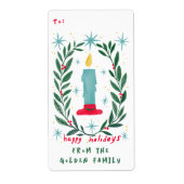 Étiquette Joyeuses vacances bougie main tiré à partir de (Devant)