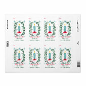 Étiquette Joyeuses vacances bougie main tiré à partir de (Feuille entière)