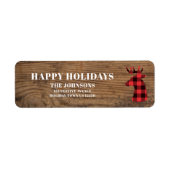 Étiquette Joyeuses Vacances Buffalo Plaid Deer Adresse de re (Devant)