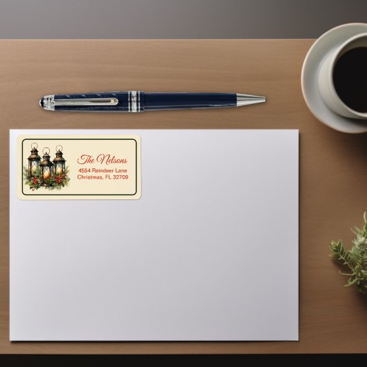 Étiquette Joyeuses vacances Lanternes d'hiver Noël