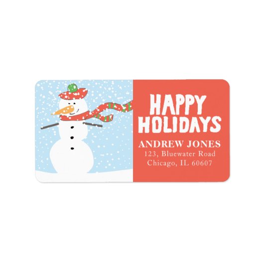 Étiquette Joyeuses vacances Snowman Profiter de la neige (Devant)