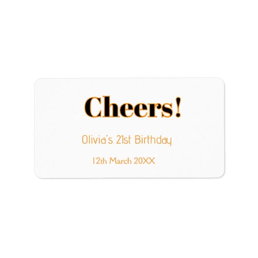 Étiquette Joyeux 21e anniversaire nom date simple minimal (Devant)