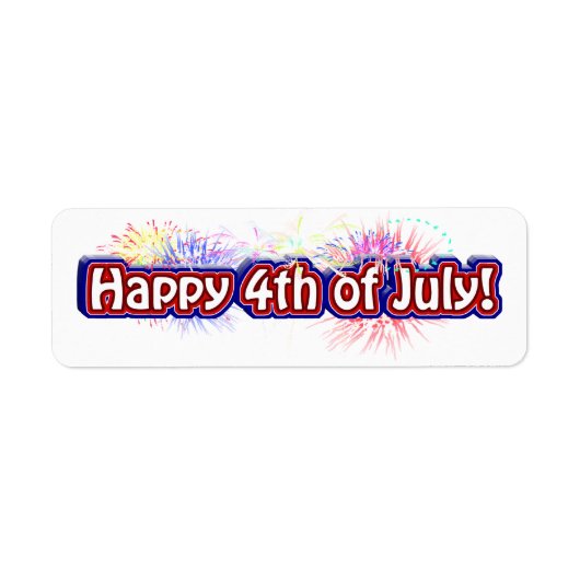 Étiquette Joyeux 4 juillet avec Feu d'artifice (Devant)