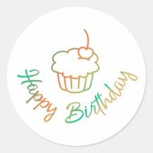 Étiquette Joyeux anniversaire avec muffin