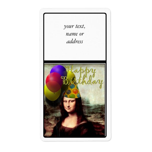 Étiquette Joyeux anniversaire Mona Lisa (Devant)