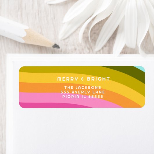 Étiquette Joyeux arc-en-ciel moderne et vertical lumineux (En situation)