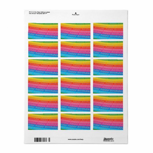 Étiquette Joyeux Arrière - plan d'anniversaire (Feuille entière)