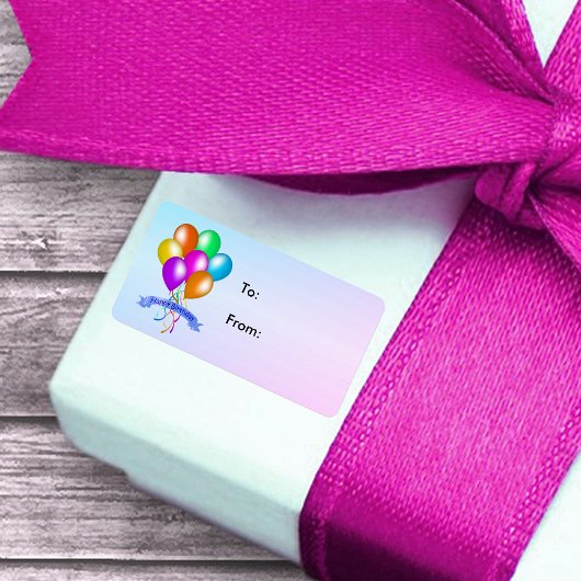 Étiquette Joyeux ballons festifs d'anniversaire de plusieurs