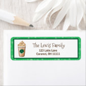 Étiquette Joyeux Caramel de Noël en latte percé (En situation)