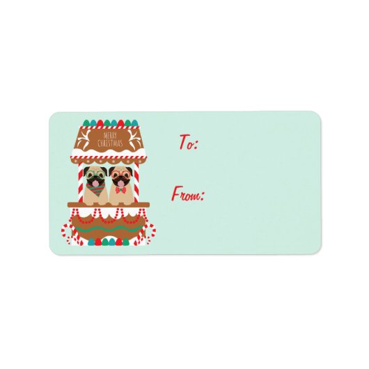 Étiquette Joyeux Carlins de Noël Chiens de vacances (Devant)