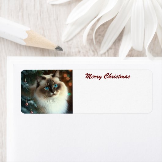 Étiquette Joyeux chat de Noël (En situation)