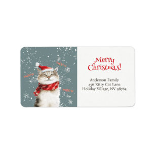 Étiquette Joyeux chat Joyeux Noël Adresse de retour Label