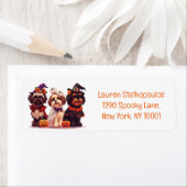 Étiquette Joyeux Chih Tzu Chih Dogs d'Halloween (En situation)