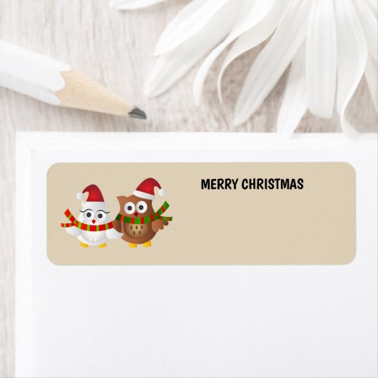 Étiquette Joyeux Chouettes de Noël (En situation)