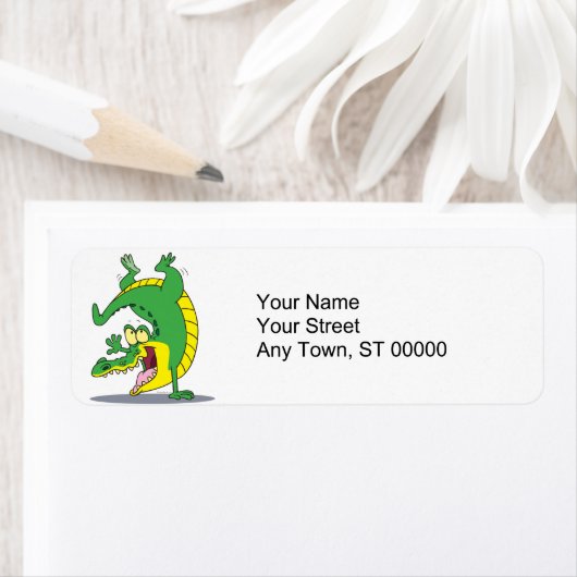 Étiquette joyeux crocodile alligator danser (En situation)