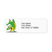 Étiquette joyeux crocodile alligator danser (Devant)