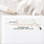 Étiquette Joyeux en marbre | Typographie de Noël (En situation)