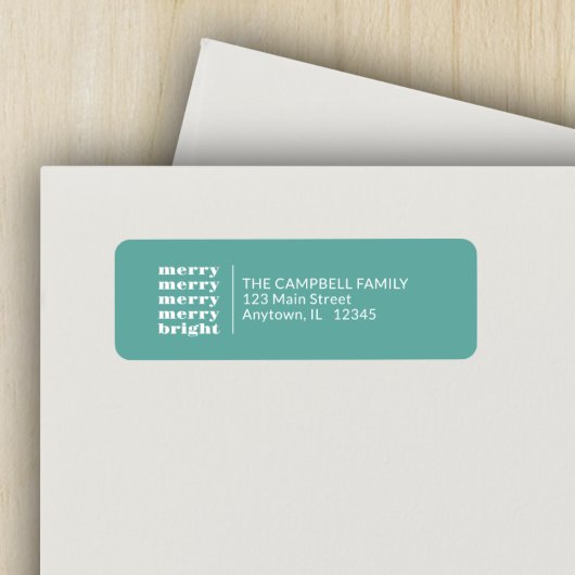 Étiquette Joyeux et brillant Moderne minimaliste Noël Turquo