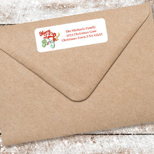 Étiquette Joyeux et lumineux retour Adresse Noël