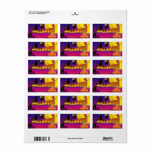 Étiquette Joyeux Halloween (Feuille entière)