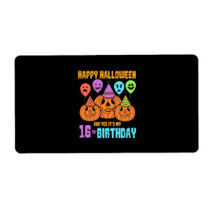 Étiquette Joyeux Halloween 16ème anniversaire