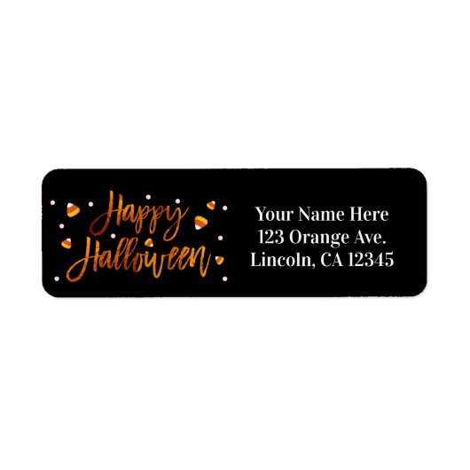 Étiquette Joyeux Halloween Orange Moderne Script Tendance (Devant)