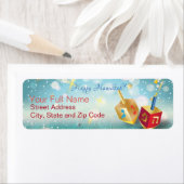 Étiquette Joyeux Hanoukka Holiday Gold Hanoukka Menorah (En situation)