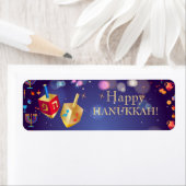 Étiquette Joyeux Hanoukka Holiday Gold Hanoukka Menorah (En situation)