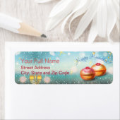 Étiquette Joyeux Hanoukka Holiday Gold Hanoukka Menorah (En situation)