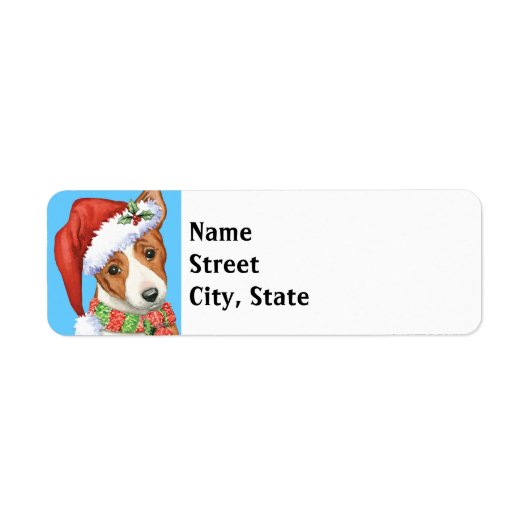 Étiquette Joyeux Howlidays Basenji (Devant)