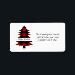 Étiquette Joyeux jours fériés Buffalo Check Christmas Adress<br><div class="desc">Joyeuse typographie des fêtes. Pays doux,  buffle rouge rustique et noir vérifier l'étiquette d'adresse de retour personnalisée pour tous vos cartes de fin de année.</div>