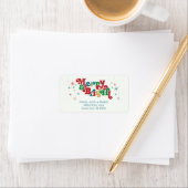 Étiquette Joyeux Joyeux Fêtes Coloré (En situation)