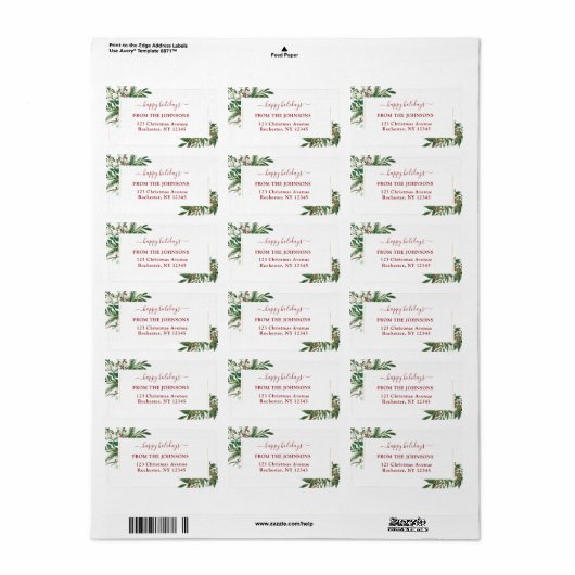 Étiquette Joyeux Joyeux Vacances-Noël Classique, Rustique, F (Feuille entière)