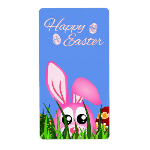 Étiquette Joyeux lapin de Pâques et oeufs en Grass Grand Éti