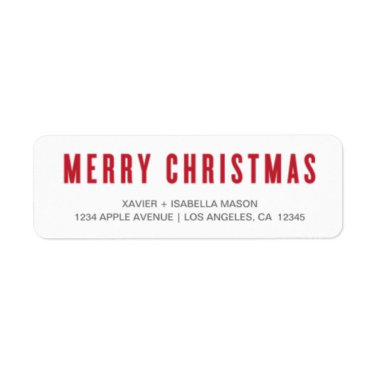 Étiquette Joyeux majuscules de Noël | Rouge (Devant)