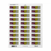 Étiquette Joyeux message de Noël gris jaune rouge Famille (Feuille entière)