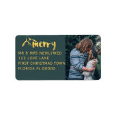 Étiquette Joyeux Mistletoe Vacances Photo Noël Adresse (Devant)